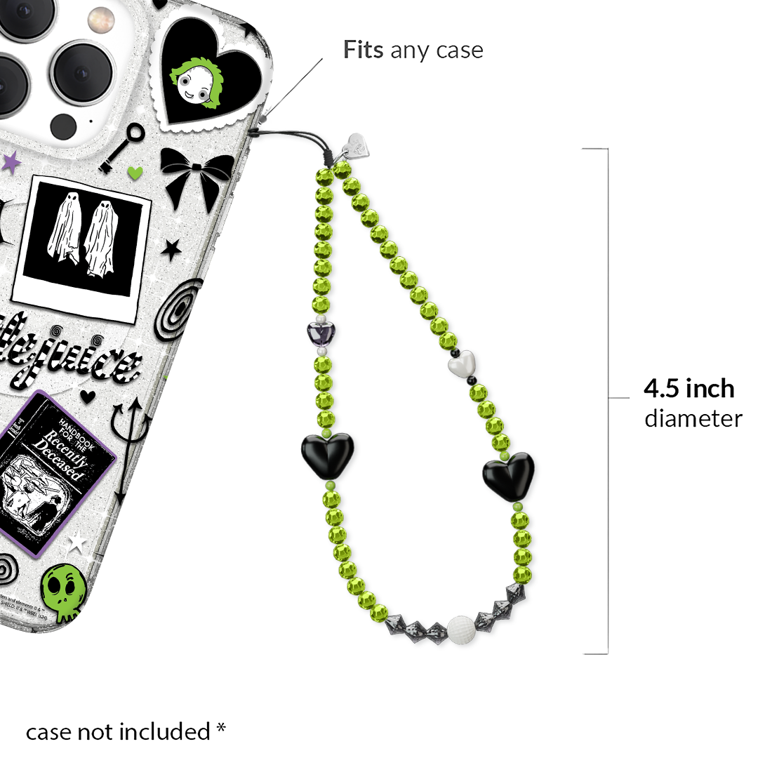 Green & Black Hearts Phone Charm