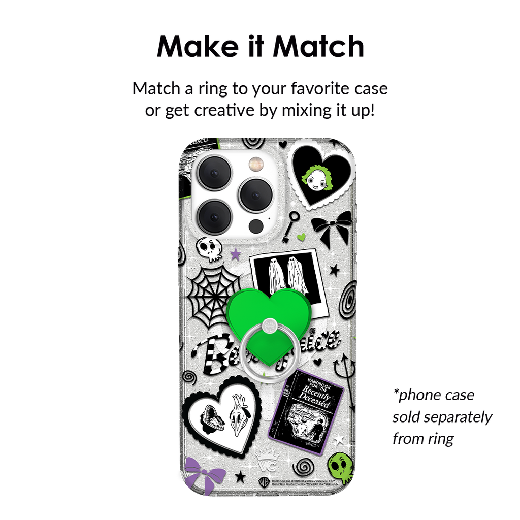Neon Green Heart Phone Ring