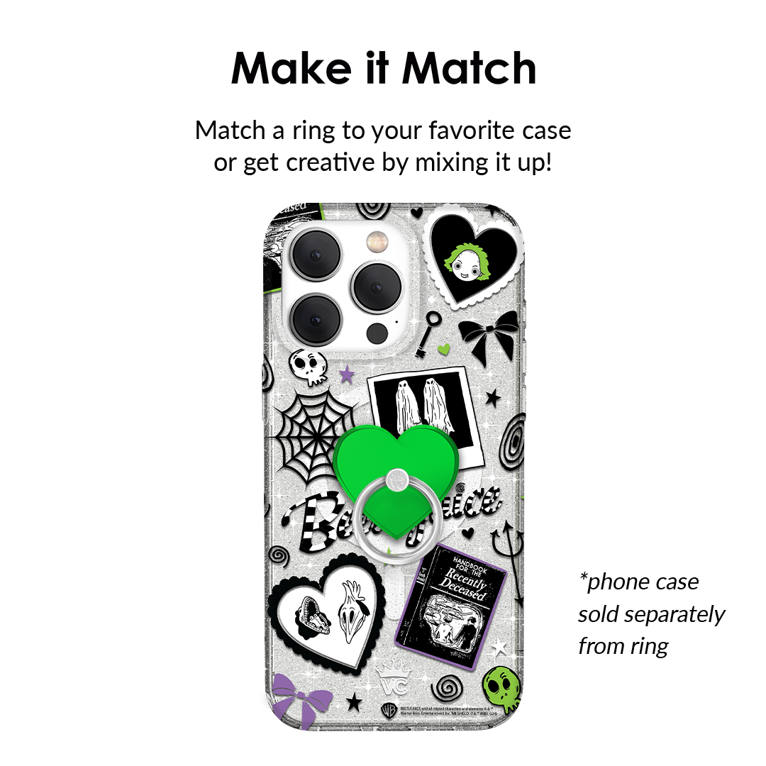 Neon Green Heart Phone Ring