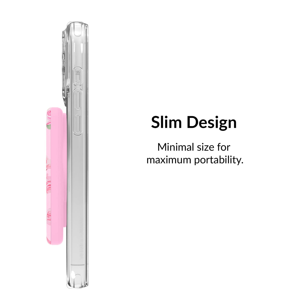 Pink Rose Floral MagSafe Battery Power Pack