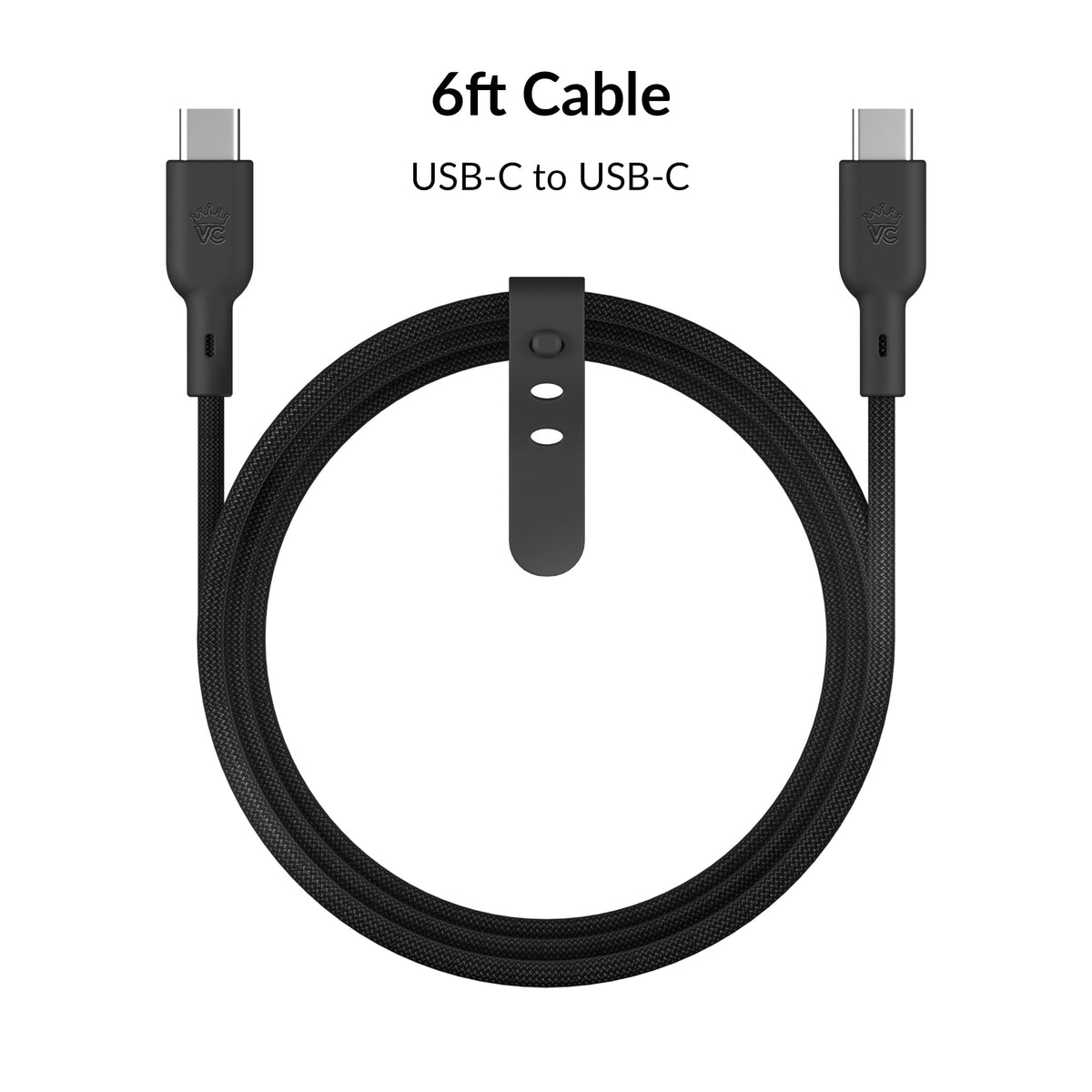 Black Fast Charging Cable, 6ft USB-C