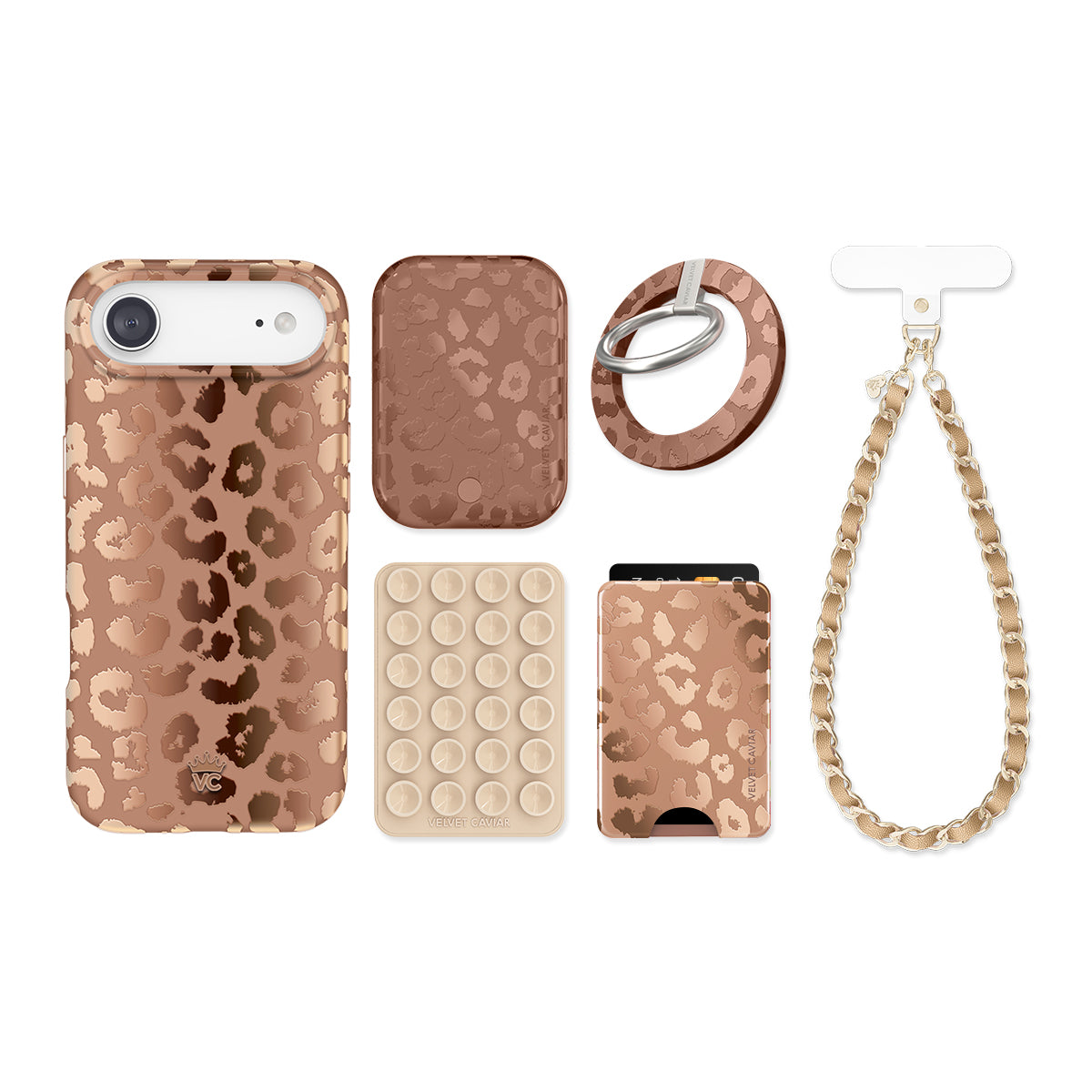 Bronze Chrome Leopard iPhone Bundle Set