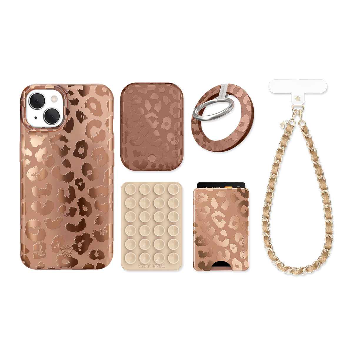 Bronze Chrome Leopard iPhone Bundle Set