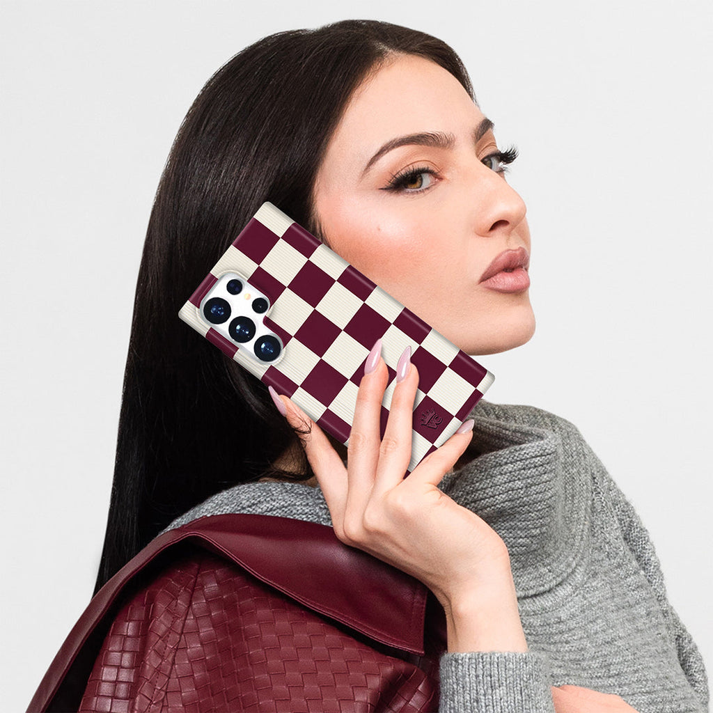 Burgundy Vibe Checker Samsung Case
