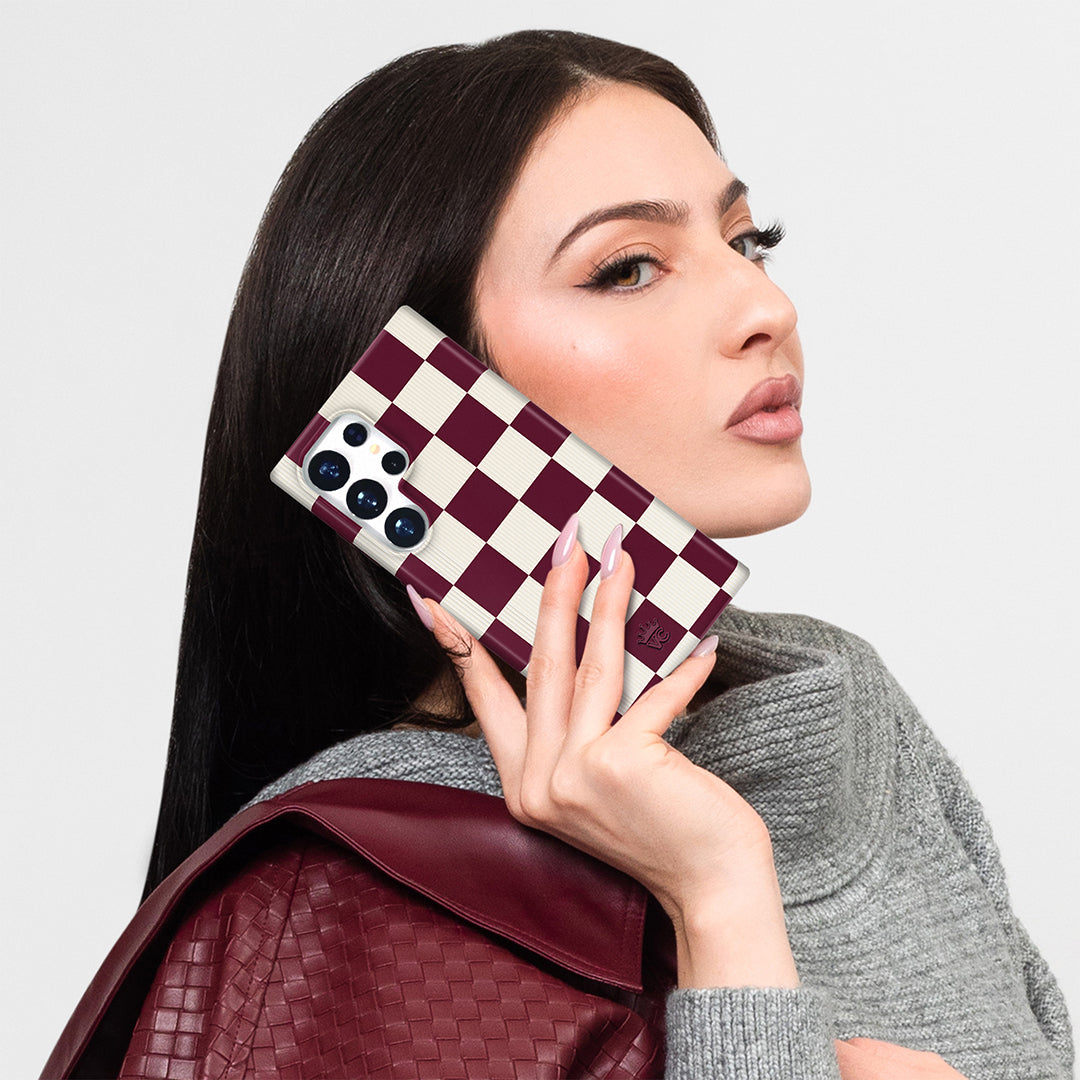 Burgundy Vibe Checker Samsung Case