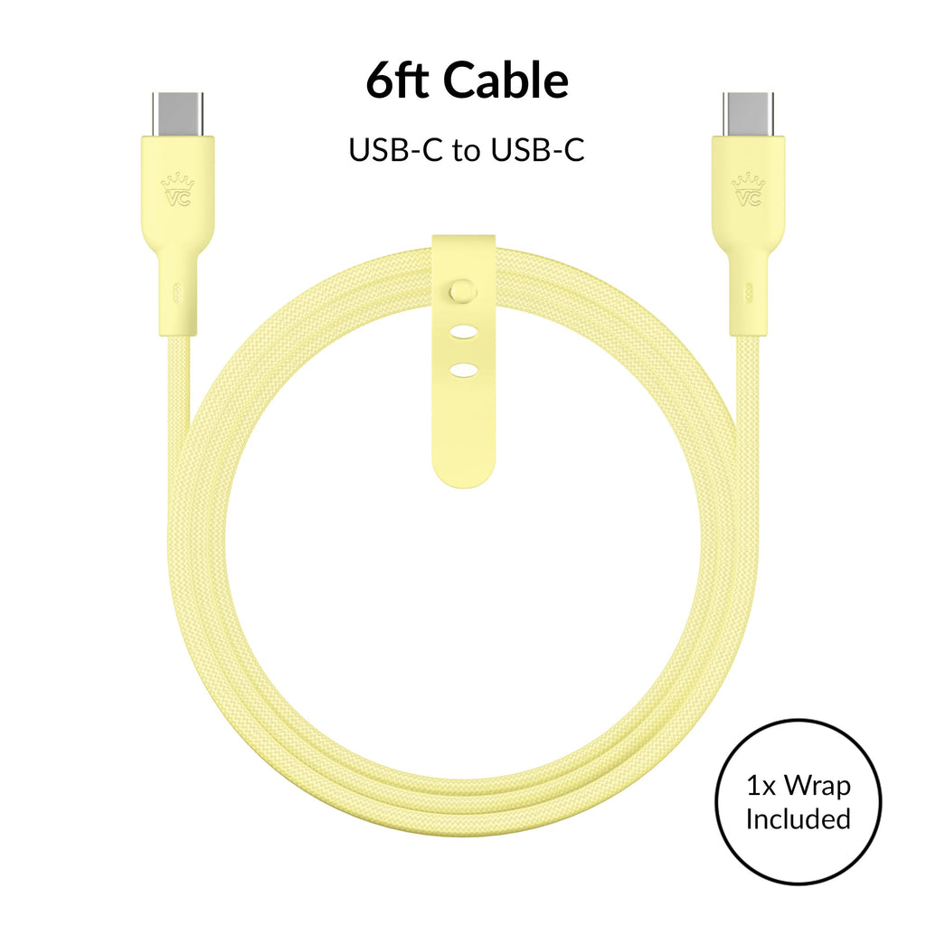Butter Yellow Fast Charging Set, Dual Port Wall Adapter + 6ft USB-C Cable