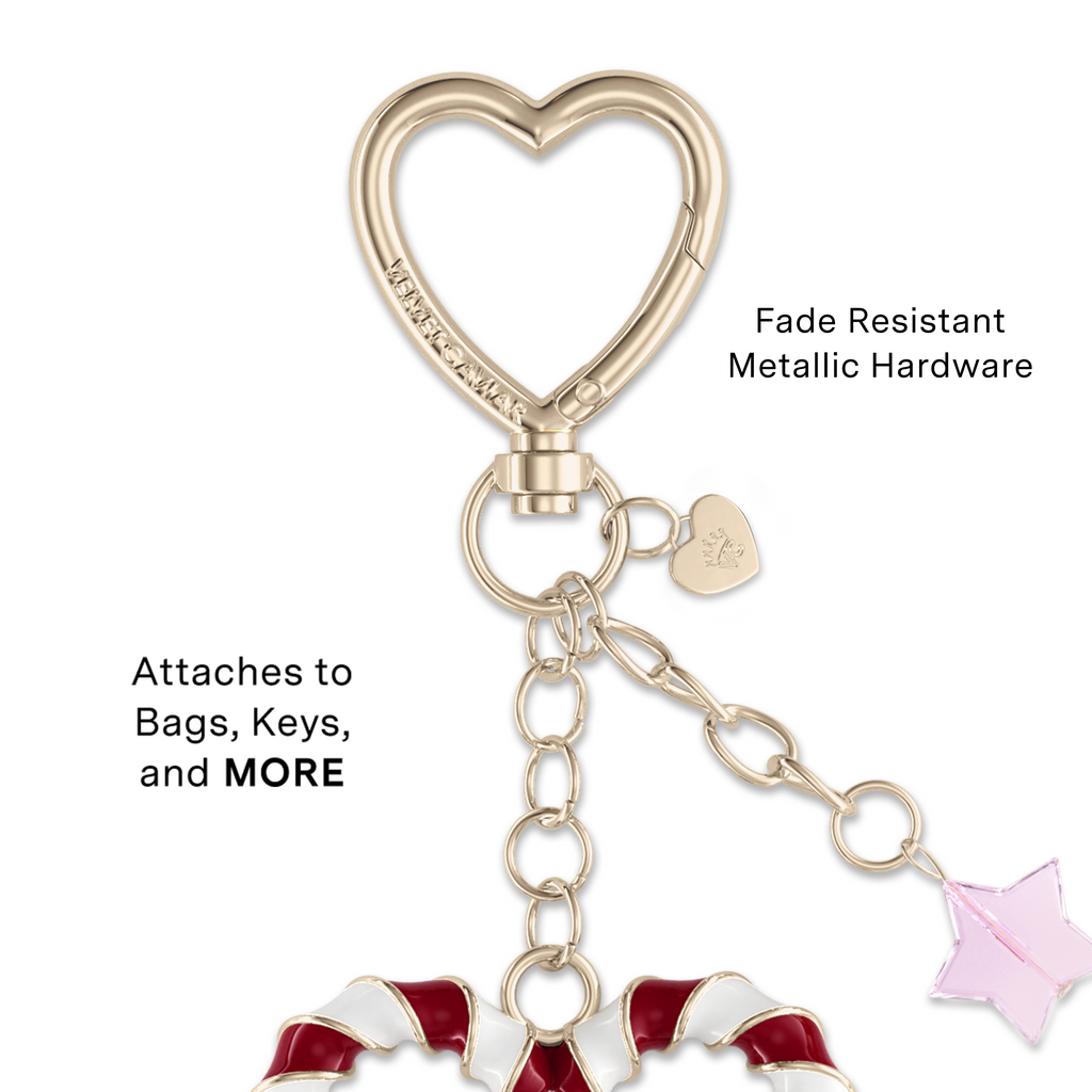 Candy Cane Heart Bag Charm