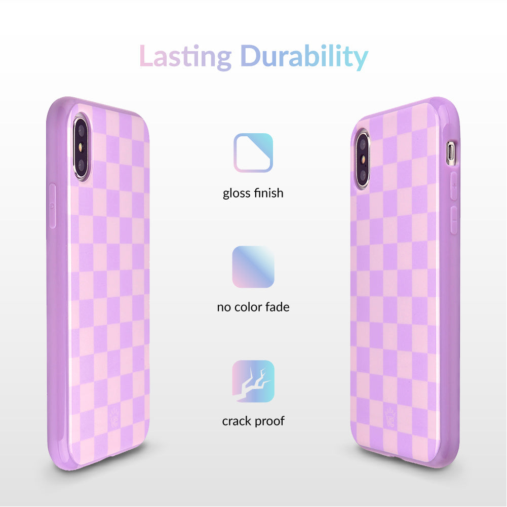 Checkered Lavender Nude iPhone Case