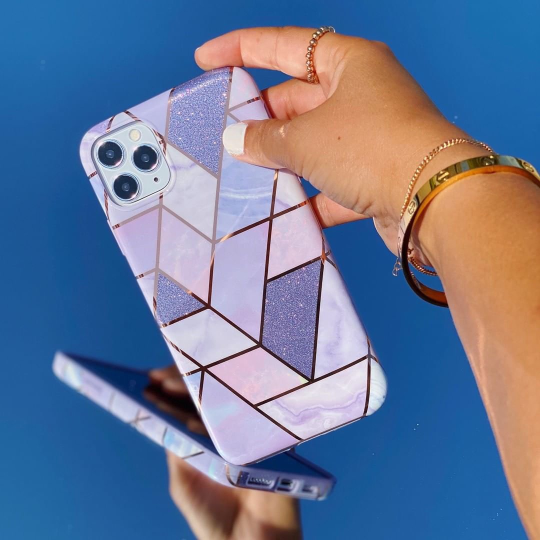 Purple Geometric Marble iPhone Case