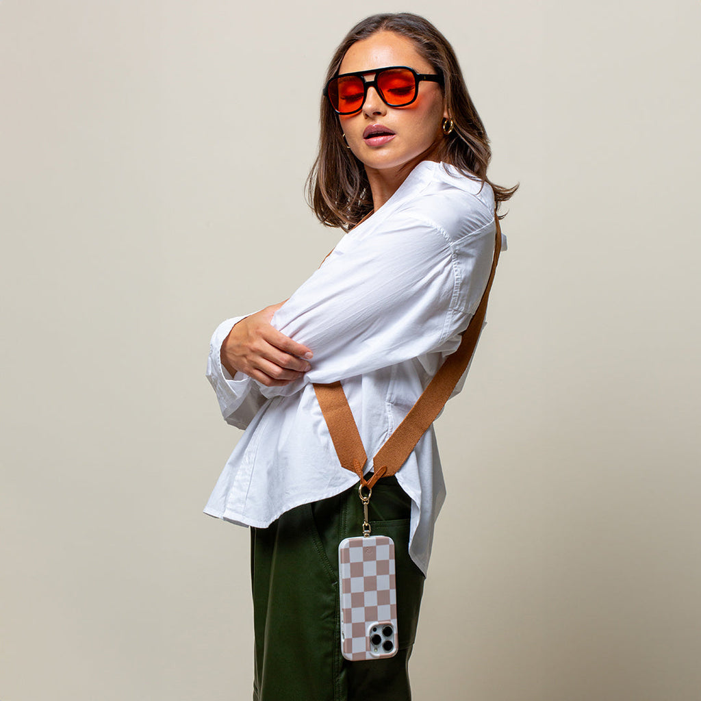 Tan Utility Phone Crossbody Strap
