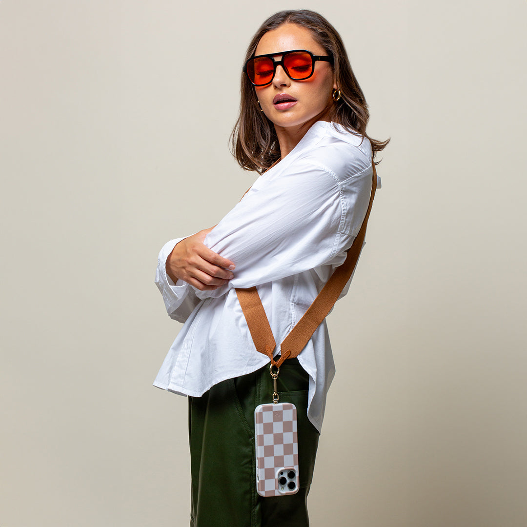 Tan Utility Phone Crossbody Strap
