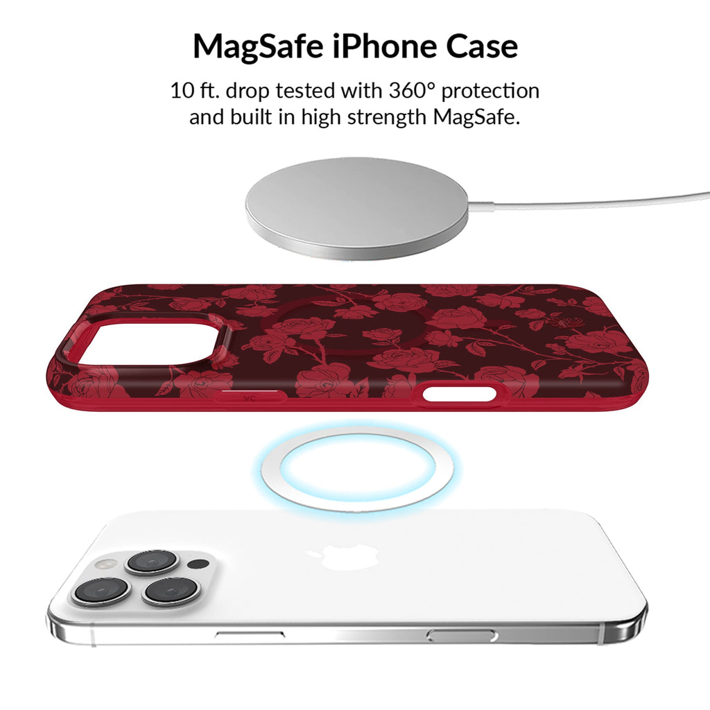 Dark Cherry Floral iPhone Bundle Set