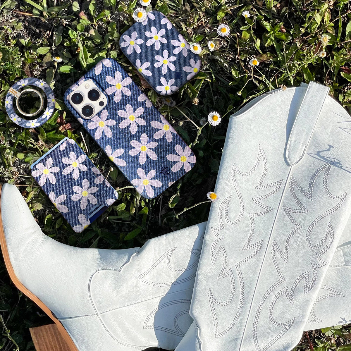 Denim Daisy iPhone Case