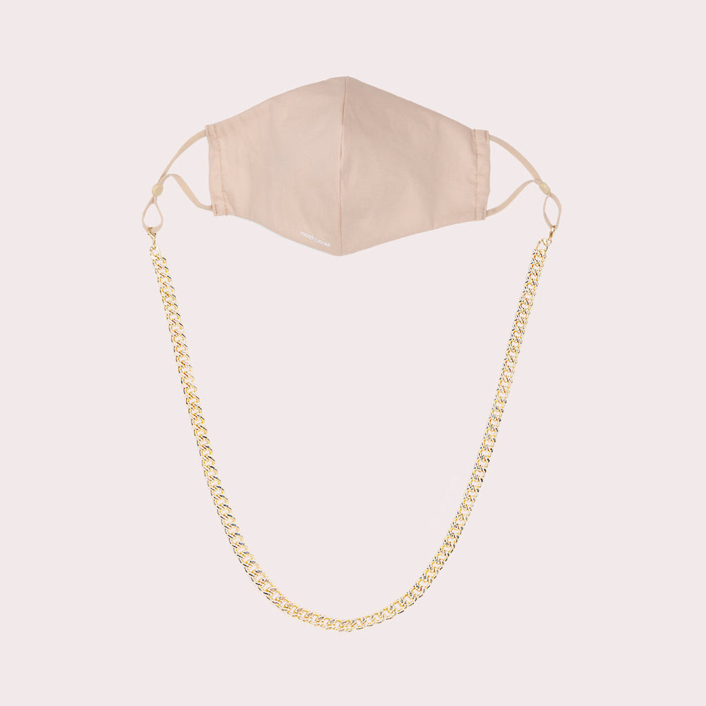 Mask Chain Necklace - 12mm Curb in Gold