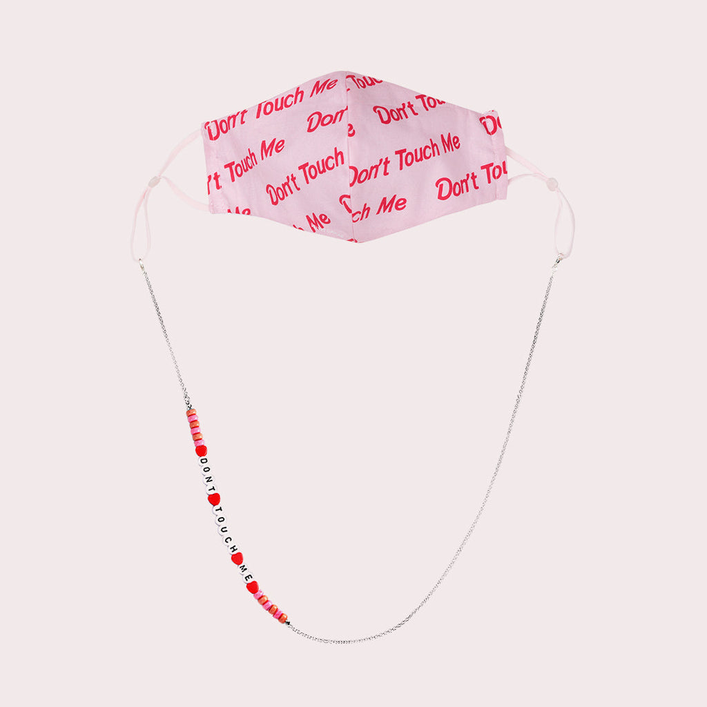 Mask Chain Necklace - 3mm Dont Touch Me Beads in Silver
