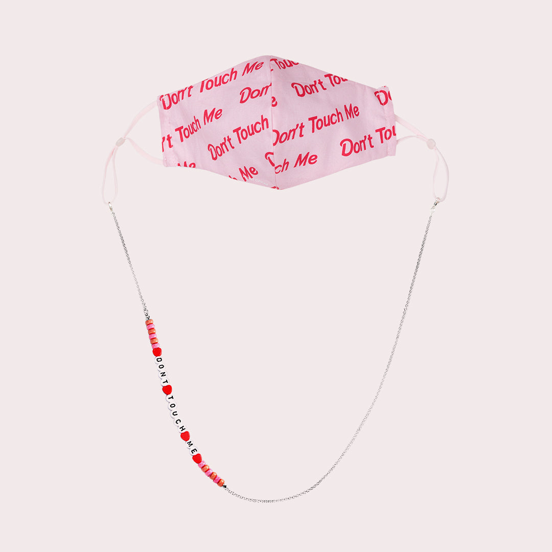 Mask Chain Necklace - 3mm Dont Touch Me Beads in Silver