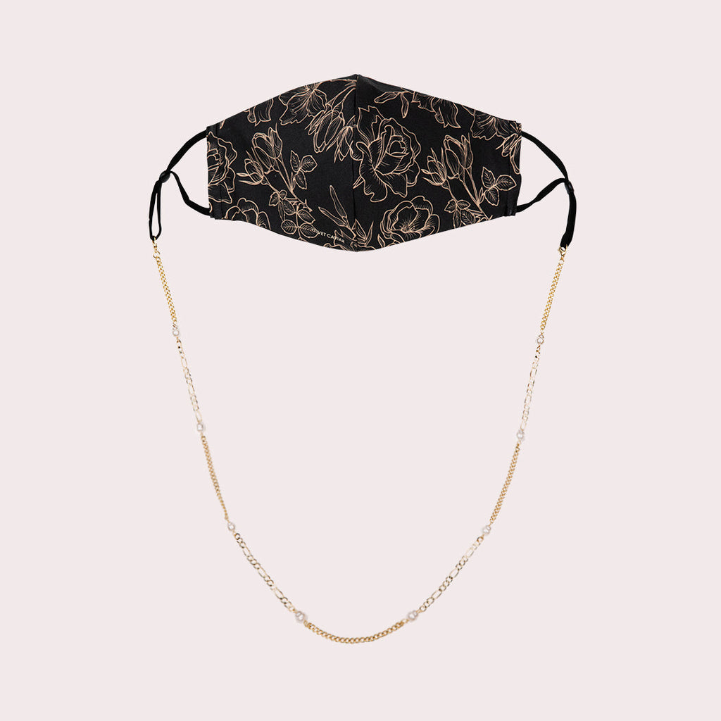 Mask Chain Necklace - 5mm Mixed Pearl in Gold