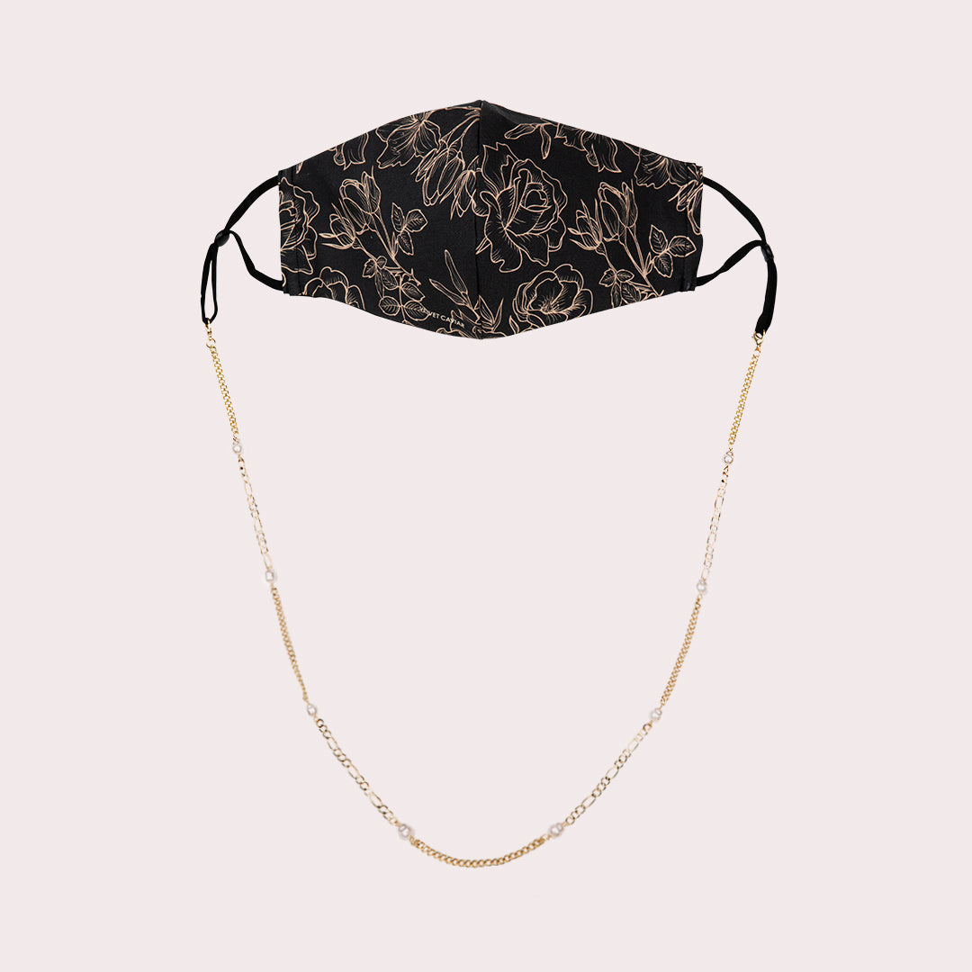 Mask Chain Necklace - 5mm Mixed Pearl in Gold