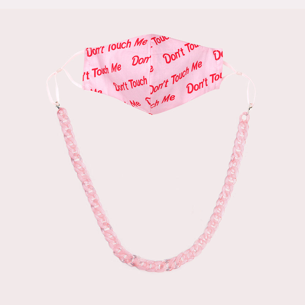 Mask Chain Necklace - 19mm Curb in Pink Quartz