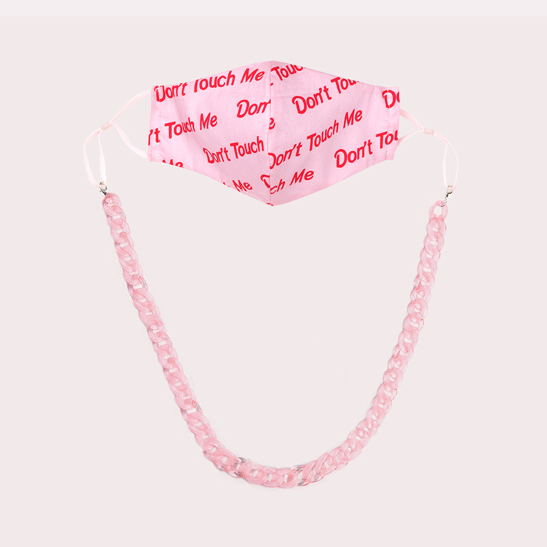 Mask Chain Necklace - 19mm Curb in Pink Quartz