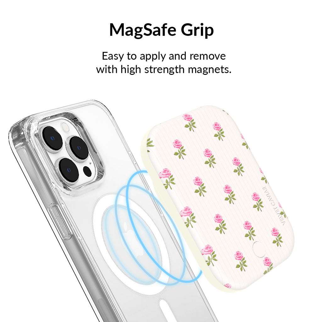 Pink Peony Floral Portable MagSafe Charger Power Pack
