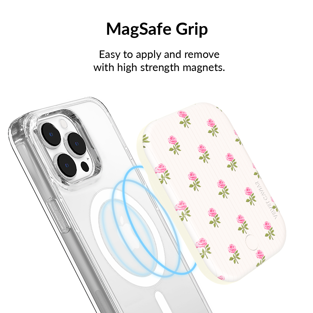 Pink Peony Floral Portable MagSafe Charger Power Pack