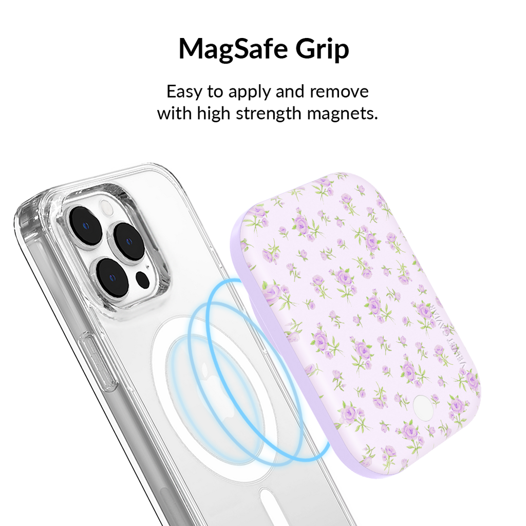 Dainty Lilac Floral Portable MagSafe Charger Power Pack