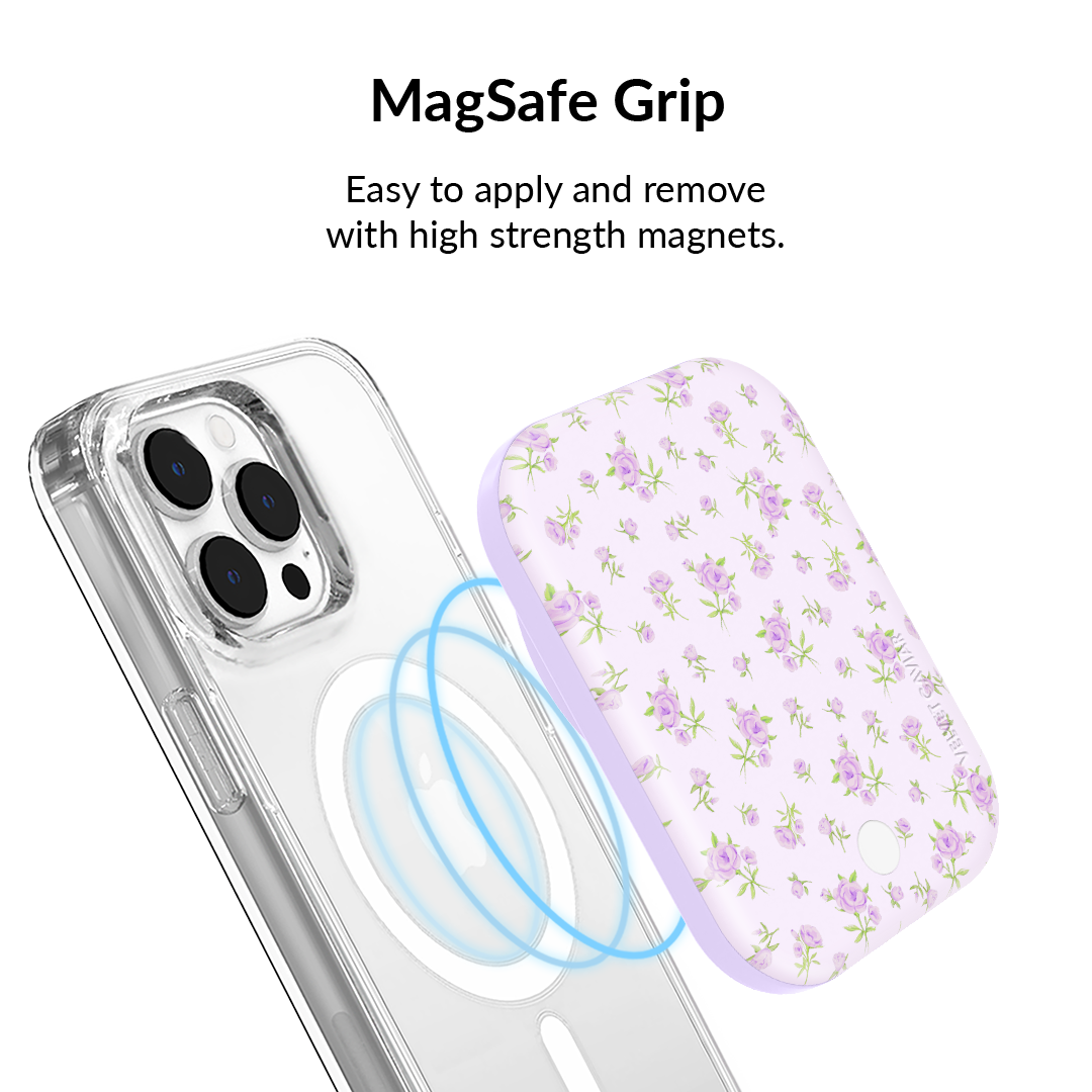 Dainty Lilac Floral Portable MagSafe Charger Power Pack