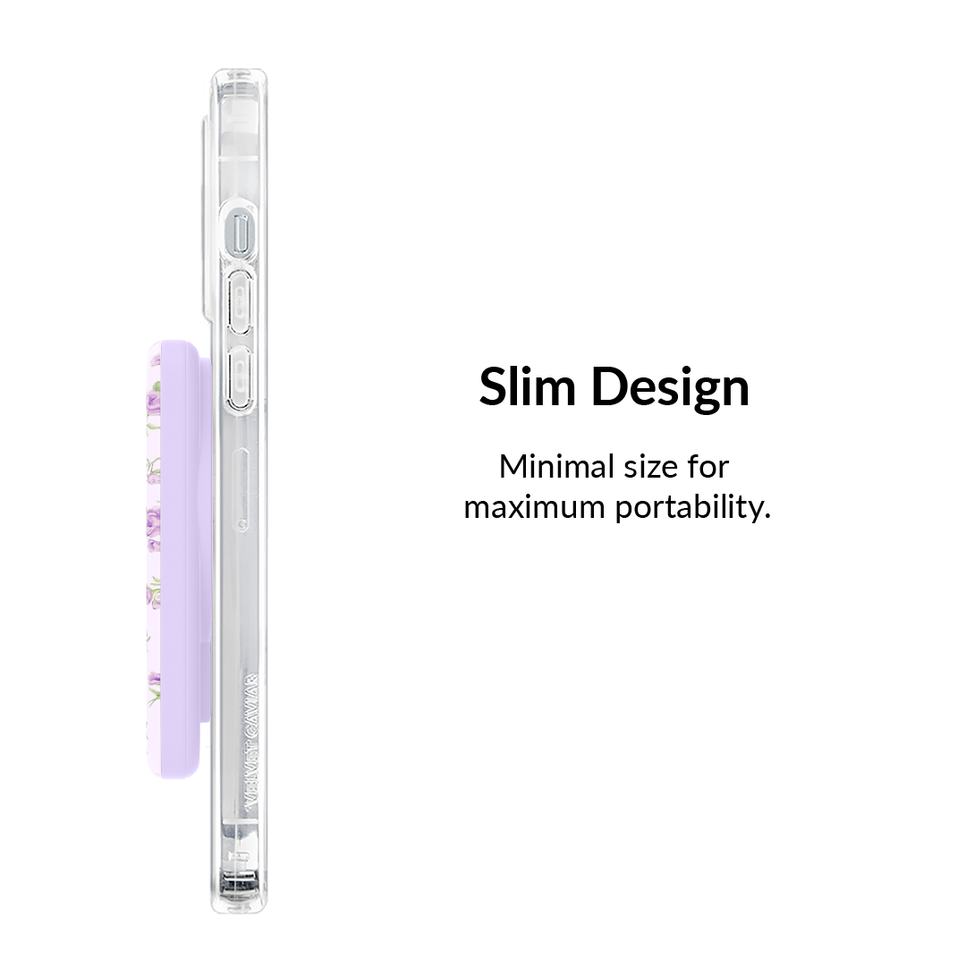 Dainty Lilac Floral Portable MagSafe Charger Power Pack
