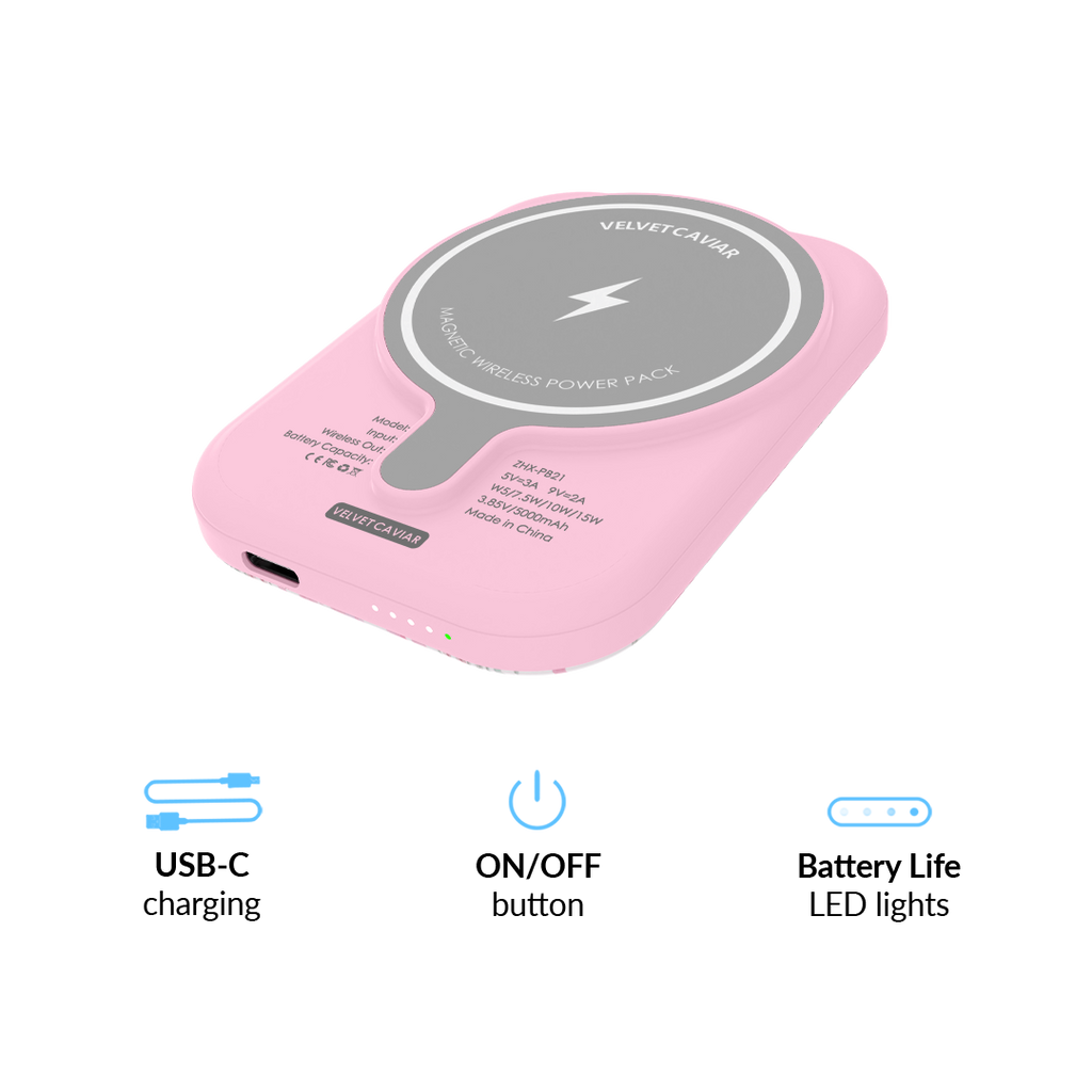 Lovely Pink Bows Portable MagSafe Charger Power Pack