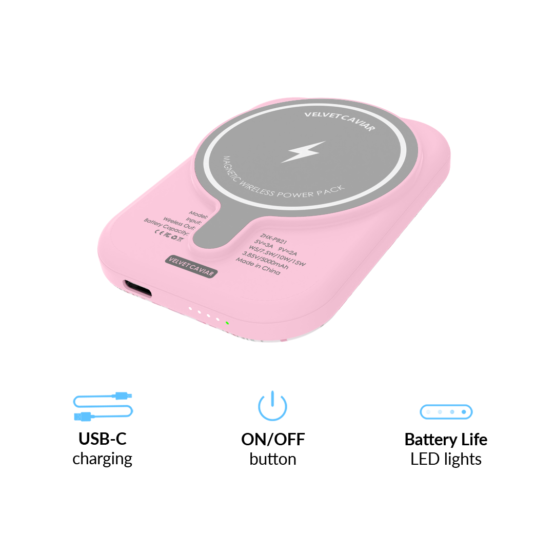 Lovely Pink Bows Portable MagSafe Charger Power Pack