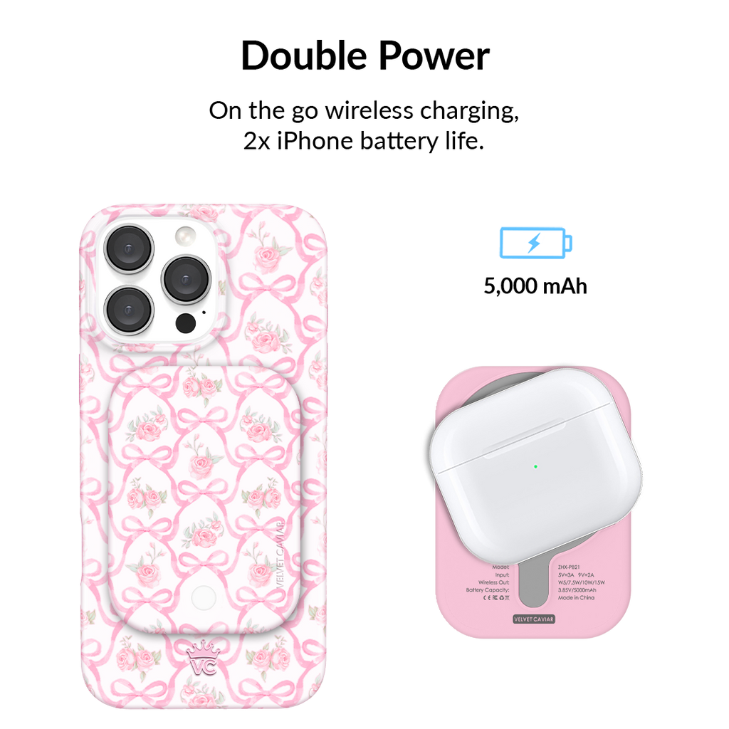 Lovely Pink Bows Portable MagSafe Charger Power Pack