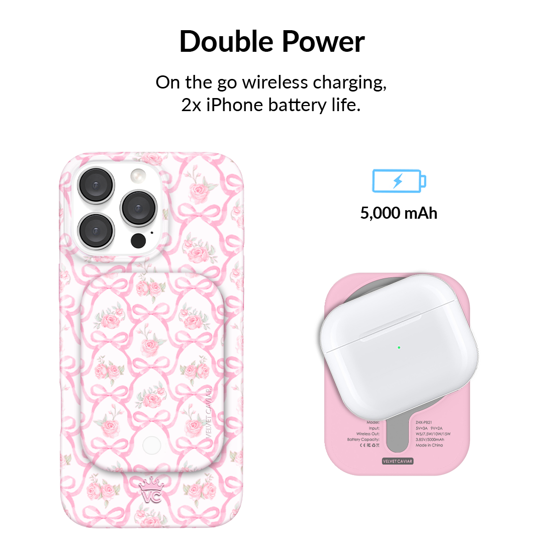 Lovely Pink Bows Portable MagSafe Charger Power Pack