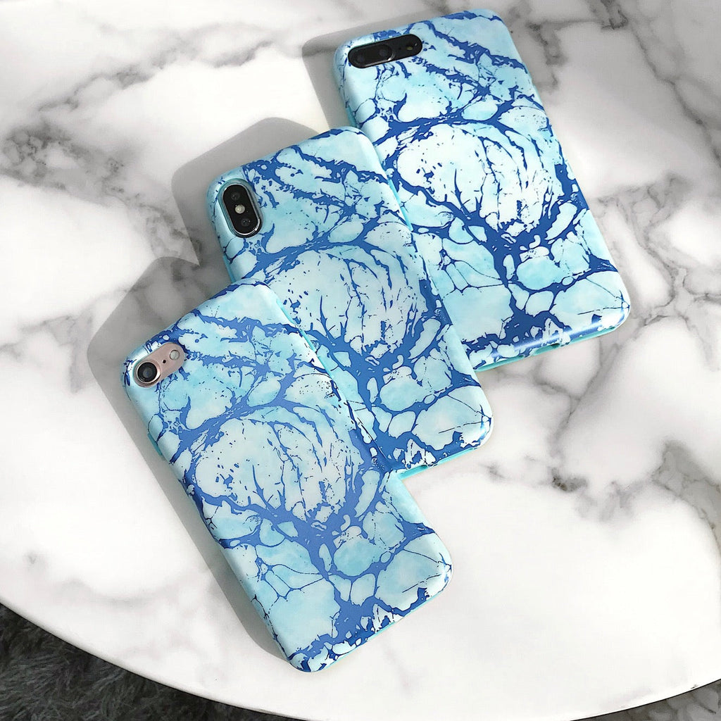 Ocean Blue Chrome Marble iPhone Case