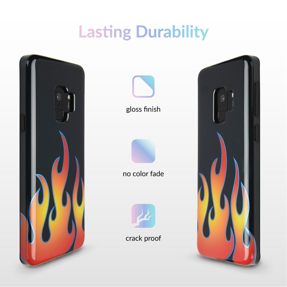 Blue Chrome Flames Samsung Galaxy Case