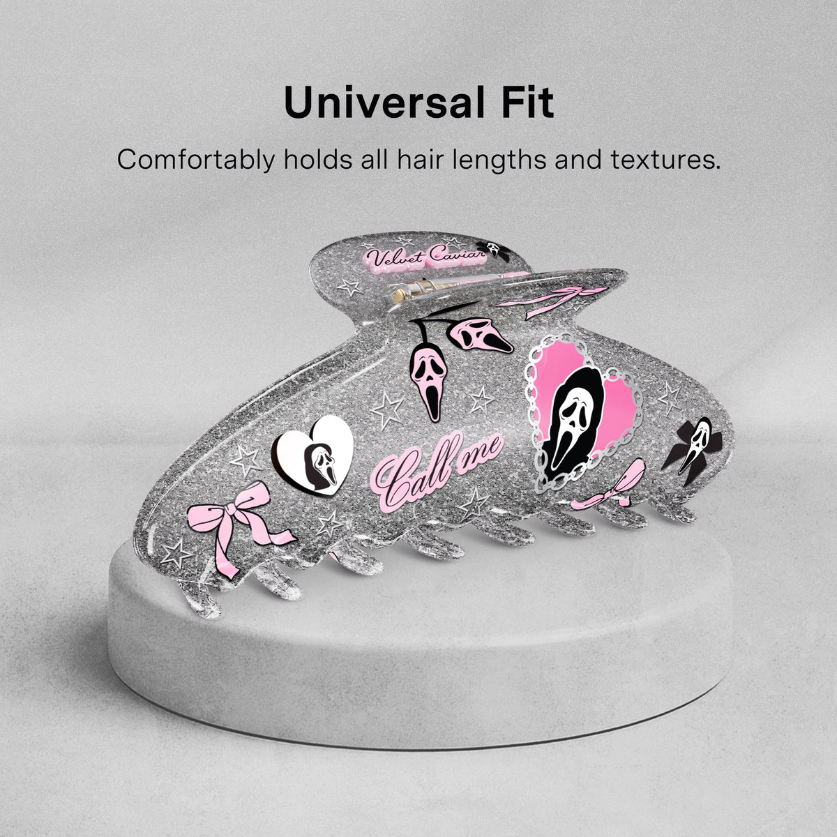 Ghost Face Glitter Large Hair Clip