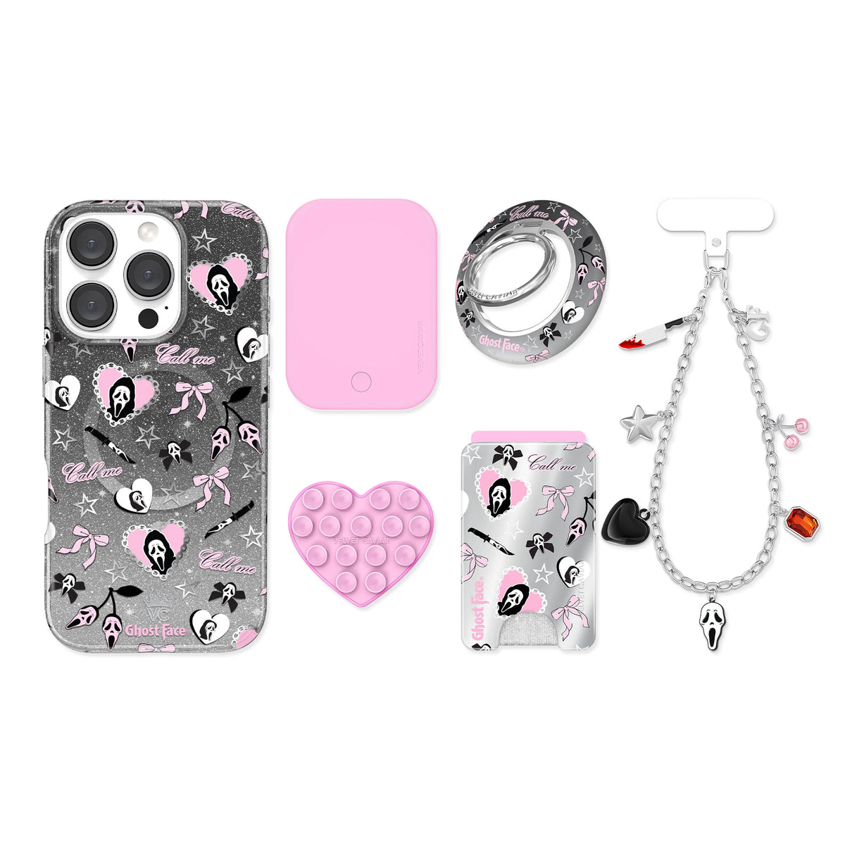 Ghost Face Goth Glitter iPhone Bundle Set