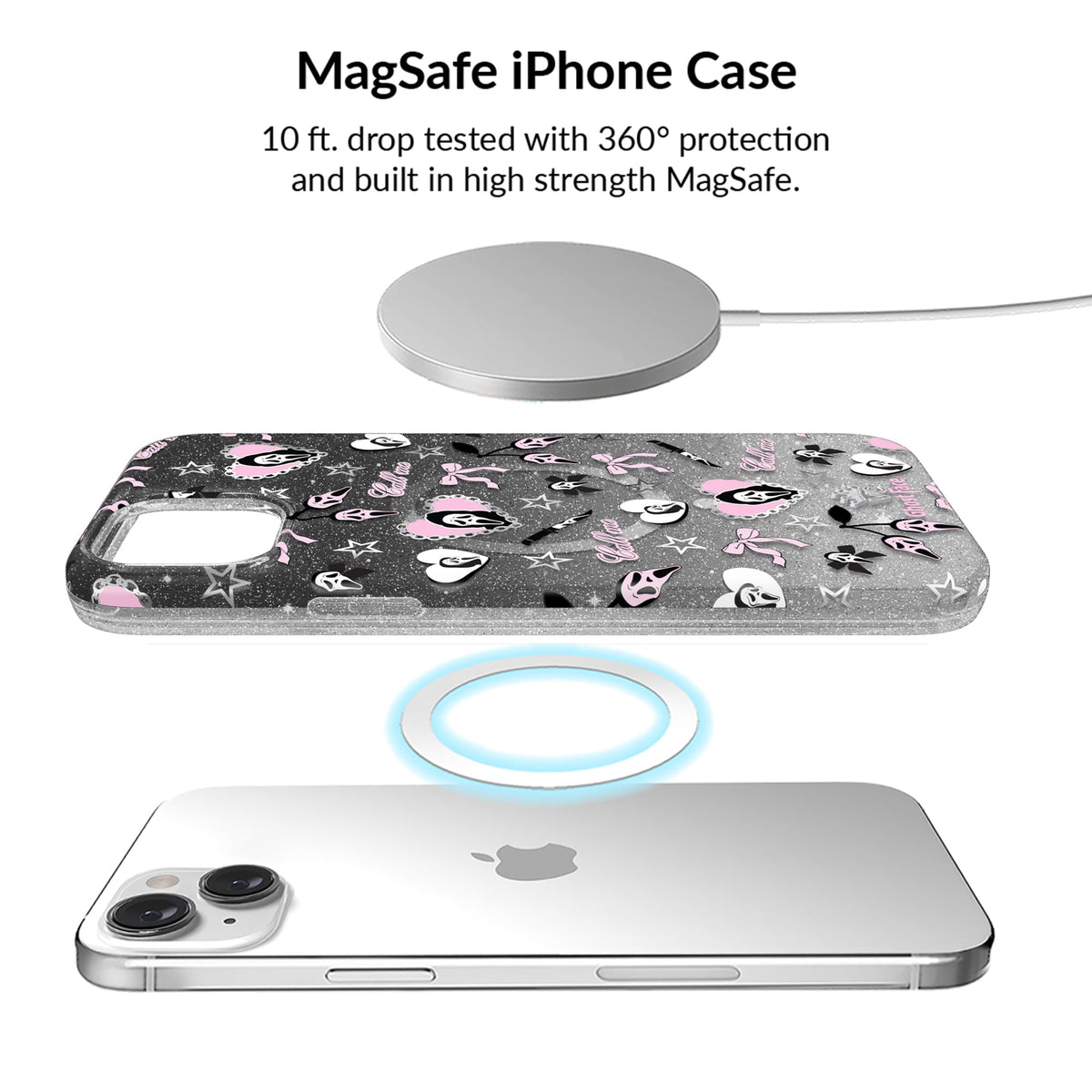 Ghost Face Goth Glitter iPhone Bundle Set