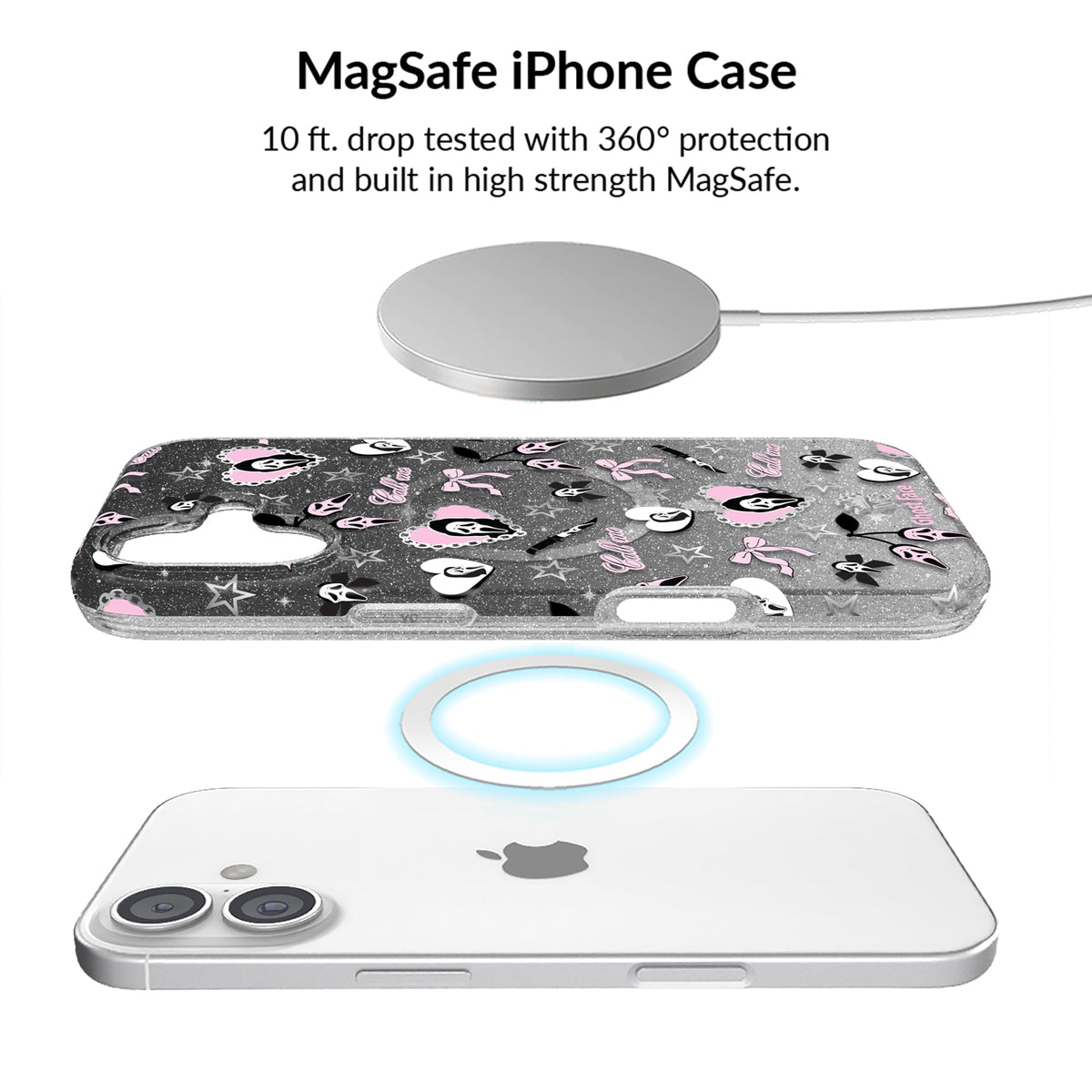Ghost Face Goth Glitter iPhone Bundle Set