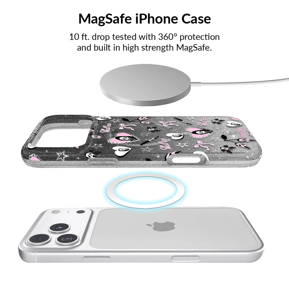 Ghost Face Goth Glitter iPhone Bundle Set