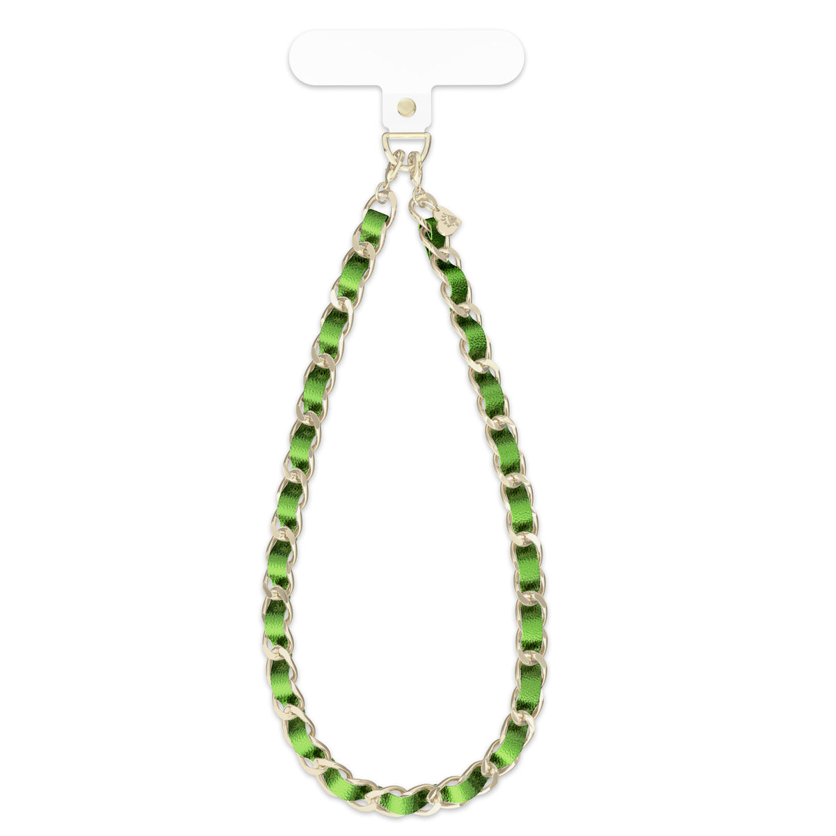 Metallic Green Leather Chain Phone Charm