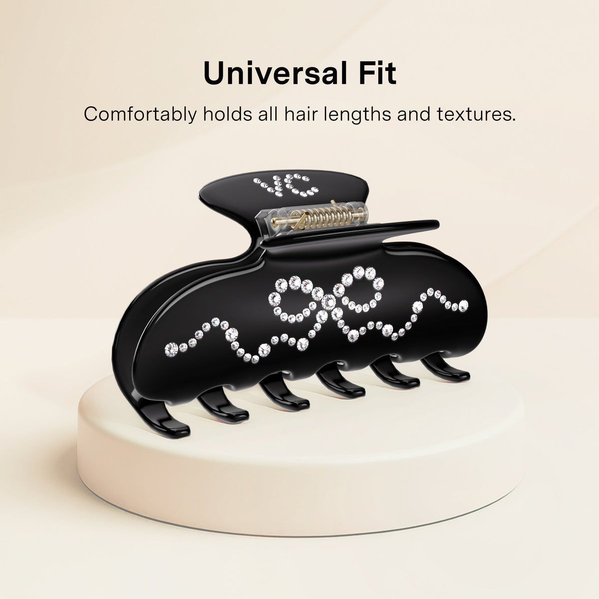 Black Crystal Bow Hair Clip