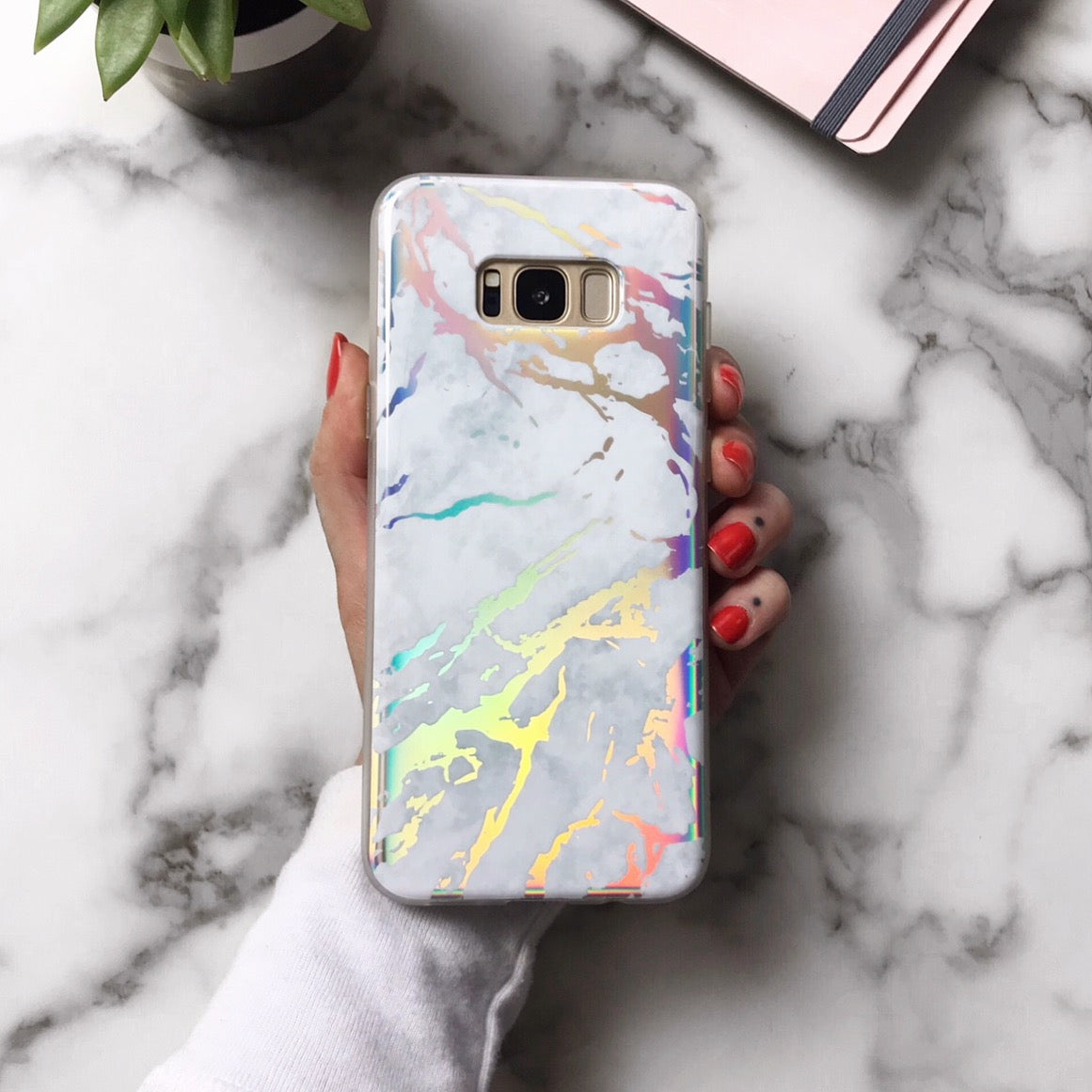 Holo White Marble Samsung Galaxy Case