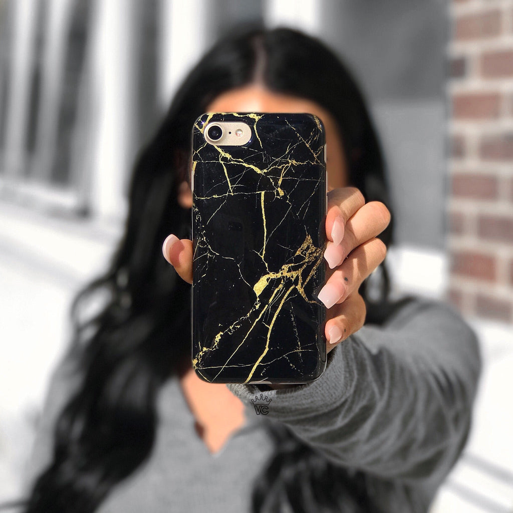 Black & Gold Marble iPhone Case