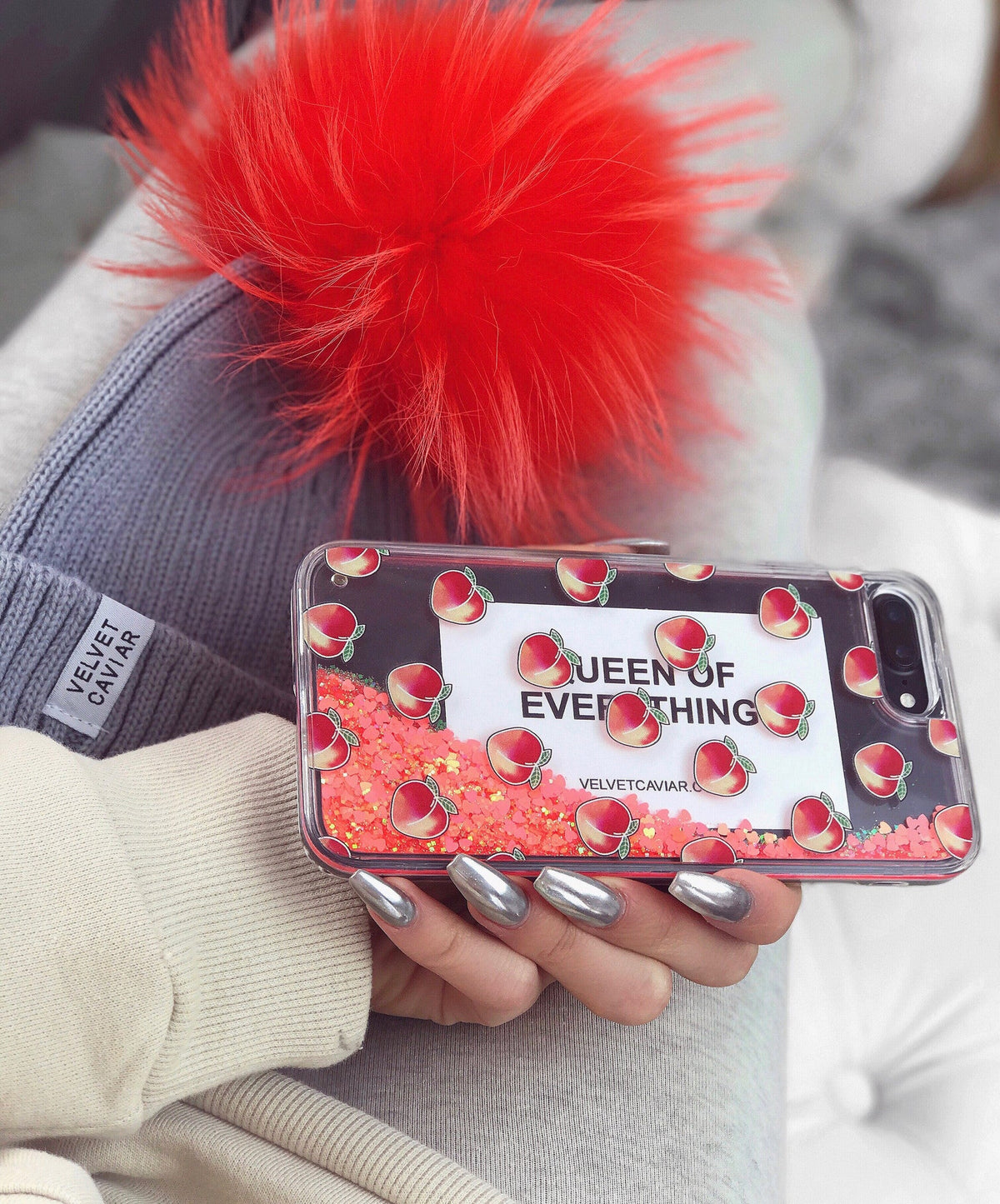 Peach Clear Glitter iPhone Case