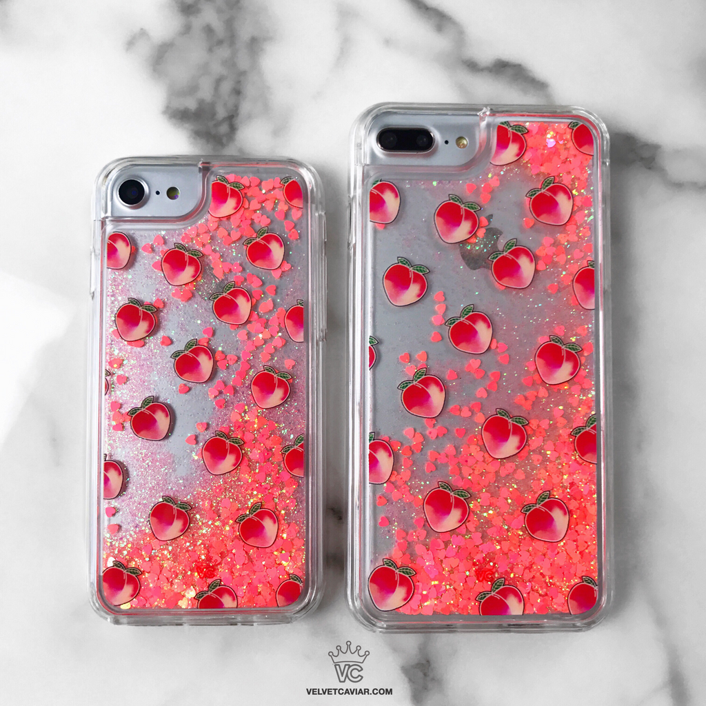 Peach Clear Glitter iPhone Case