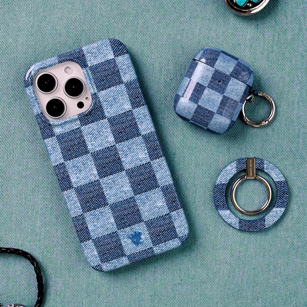 Denim Vibe Checkered AirPod Case