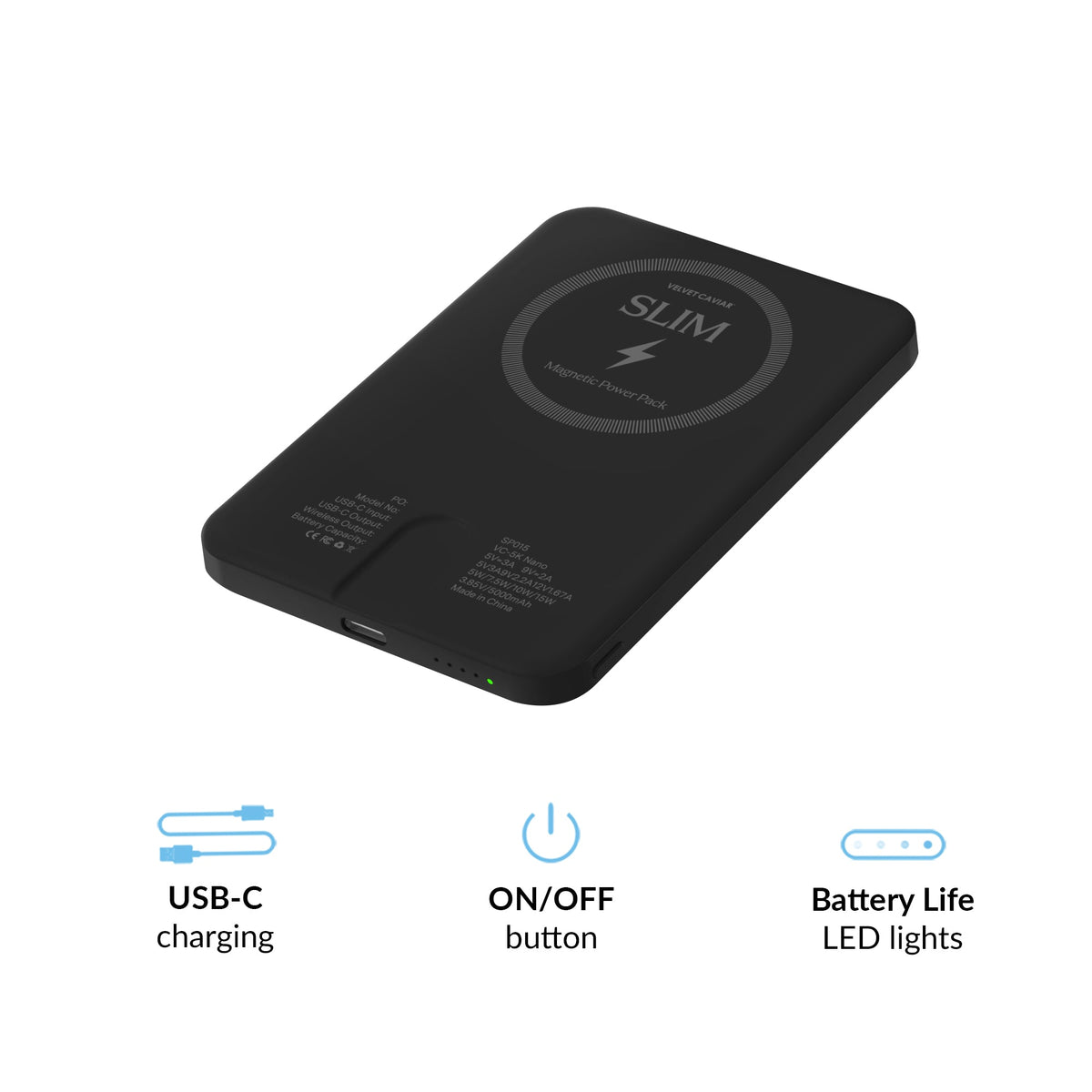 Black Slim Portable MagSafe Charger Power Pack