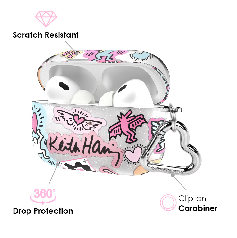 Keith Haring Pastel Glitter AirPod Case