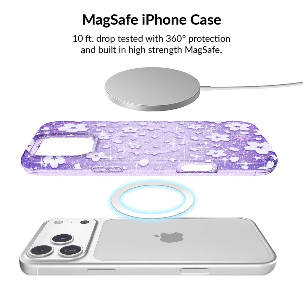 Lavender Cherry Blossom Glitter iPhone Bundle Set